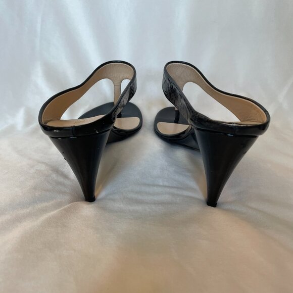 Prada Patent Leather Heeled Black Sandals - Picture 3 of 4